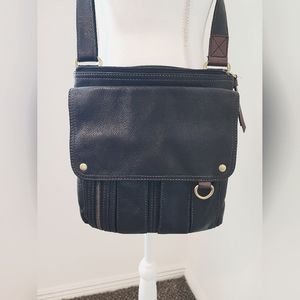 Fossil Full Grain Leather Organizer Crossbody Bag